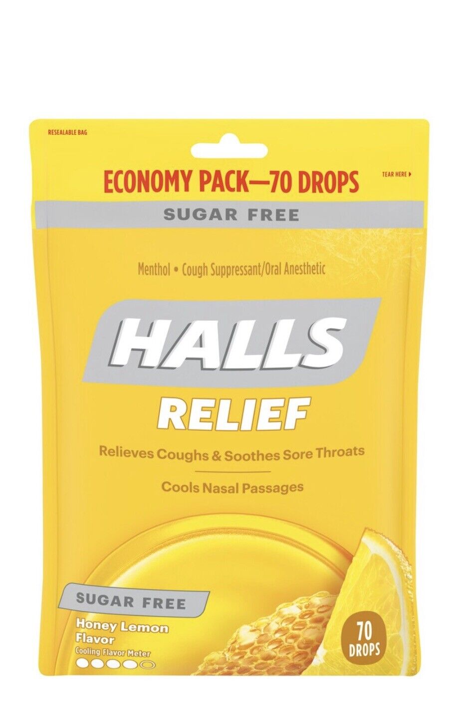 Halls Sugar Free Cough Drops - Honey Lemon - 70ct