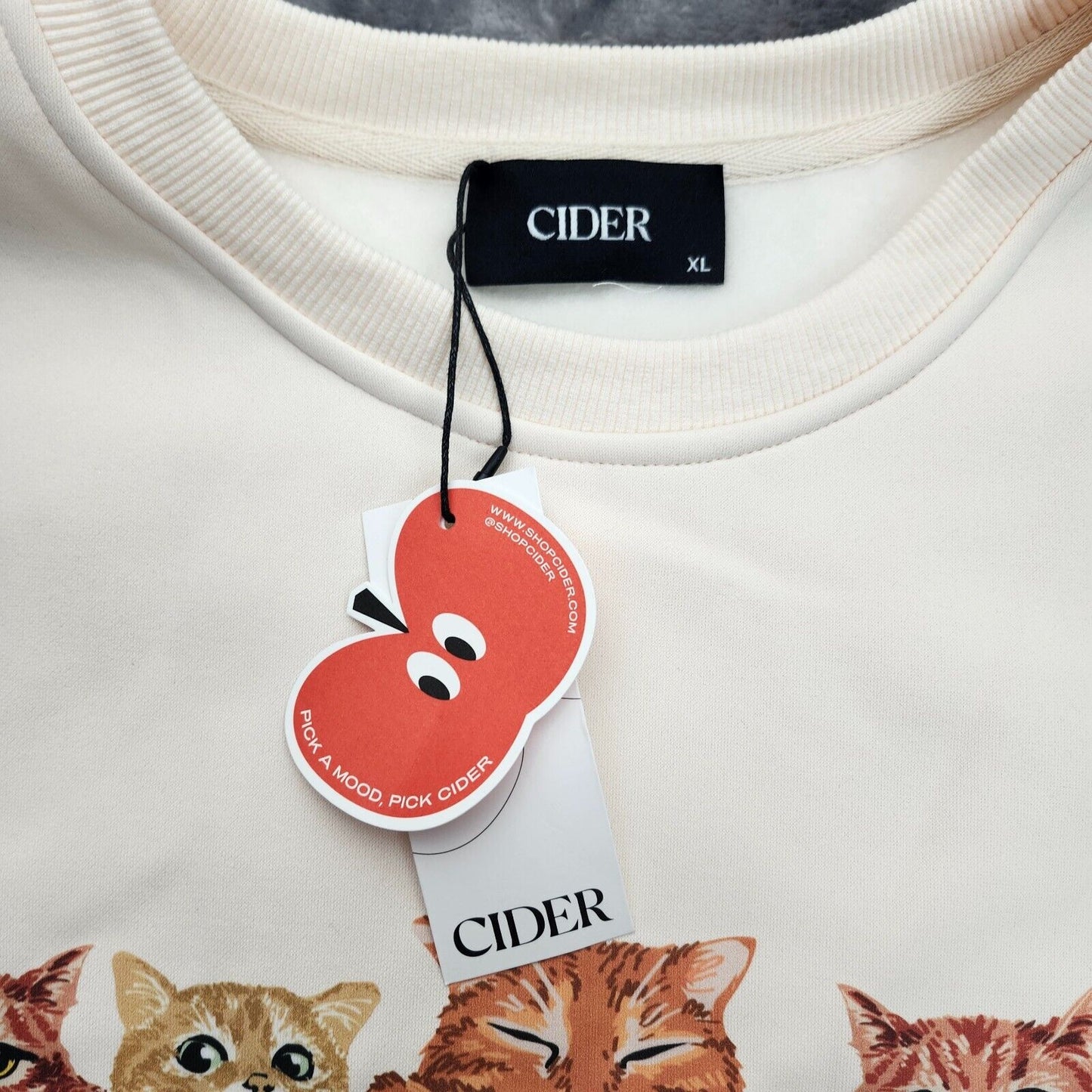 Cider Womens Terry Cat Pattern Sweatshirt Size XL