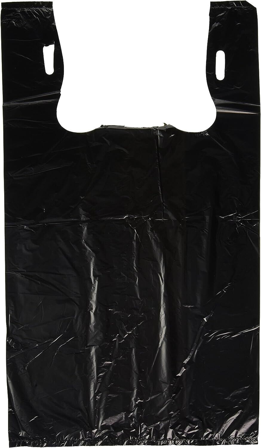 Plastic Bag-Black Plain Embossed T-Shirt Bag 11.5"x6.5"x21.5" 13 mic - 100 Bags
