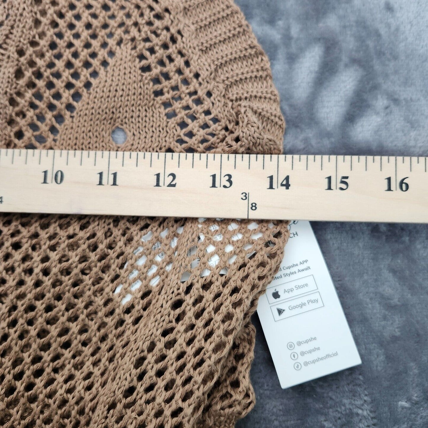 CUPSHE Womens Crochet Round Neck Cover-Up Romper Brown sz Small