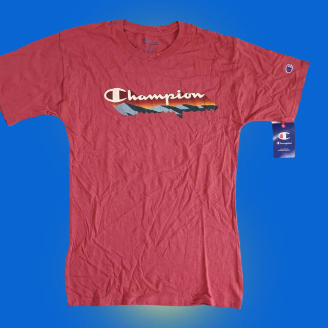 Champion NWT Men’s Size S Classic Redwood Red 100% Cotton Graphic Logo T-Shirt