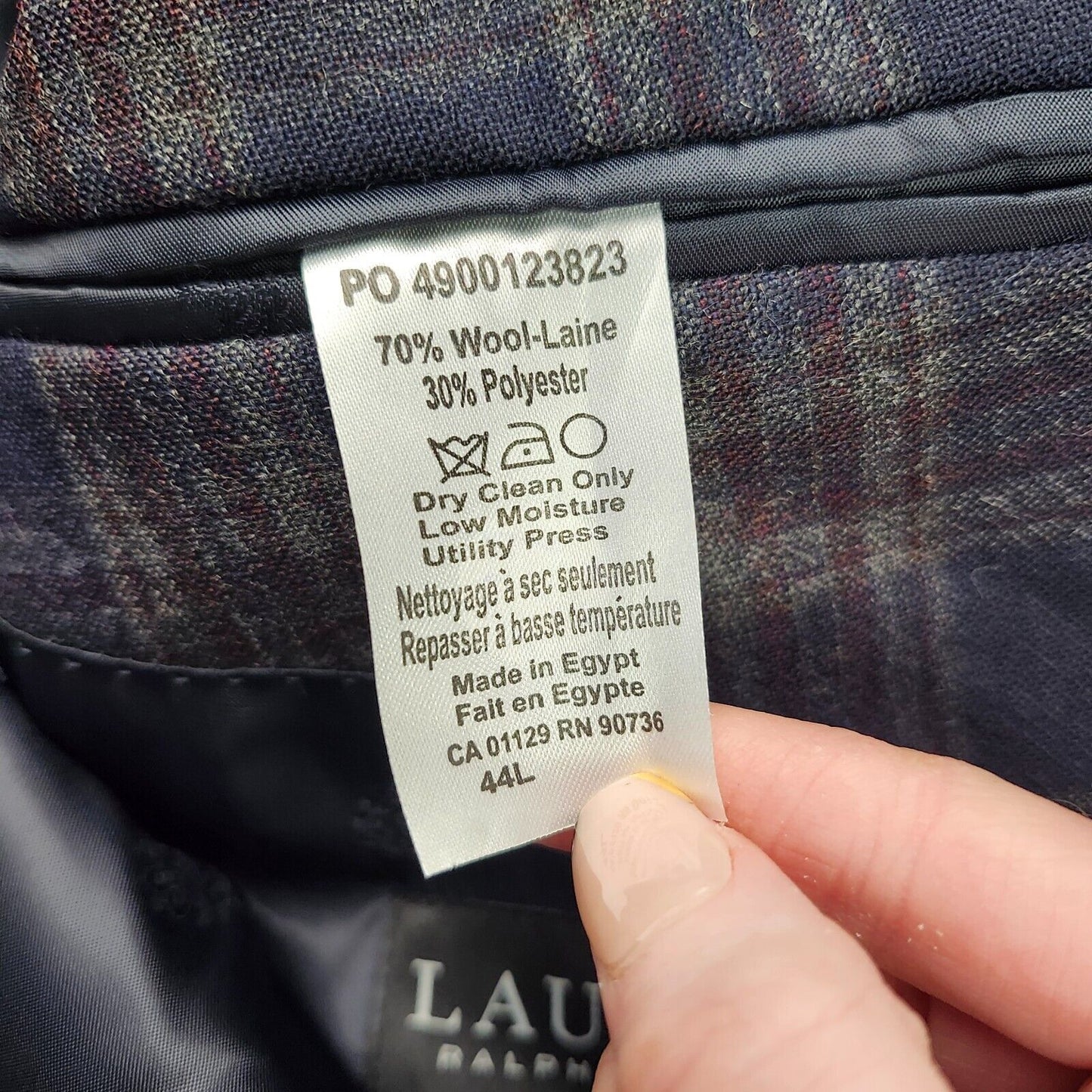 Lauren Ralph Lauren Polyester Blue Plaid Suit Jacket Blazer 44L NWT