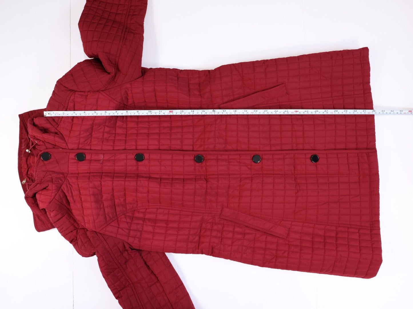 $220 Jones New York Womens Trench Code Quilted Buttoned Deep Red Size M