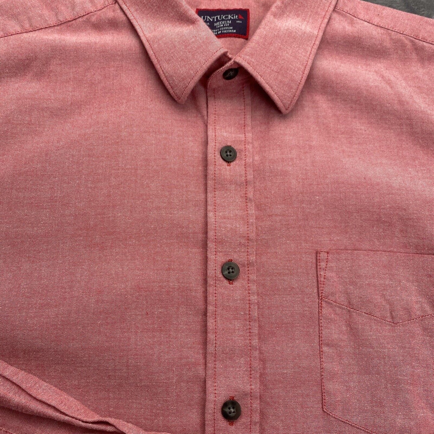Mens Untuckit 100% Cotton Long Sleeve Casual Shirt Red Mens Size Medium