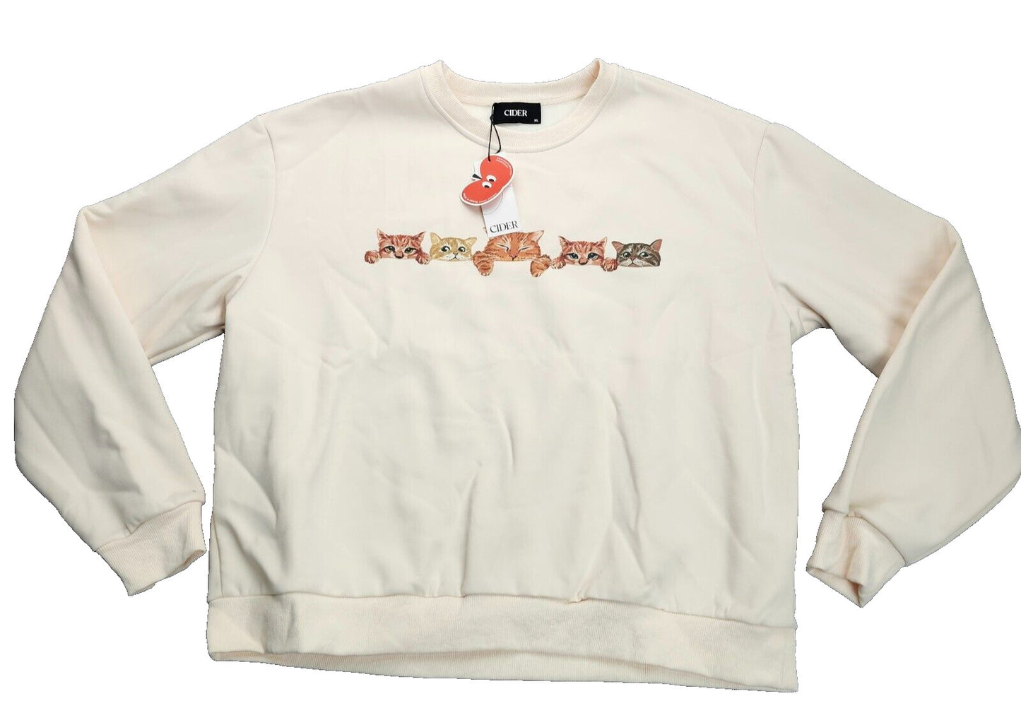 Cider Womens Terry Cat Pattern Sweatshirt Size XL