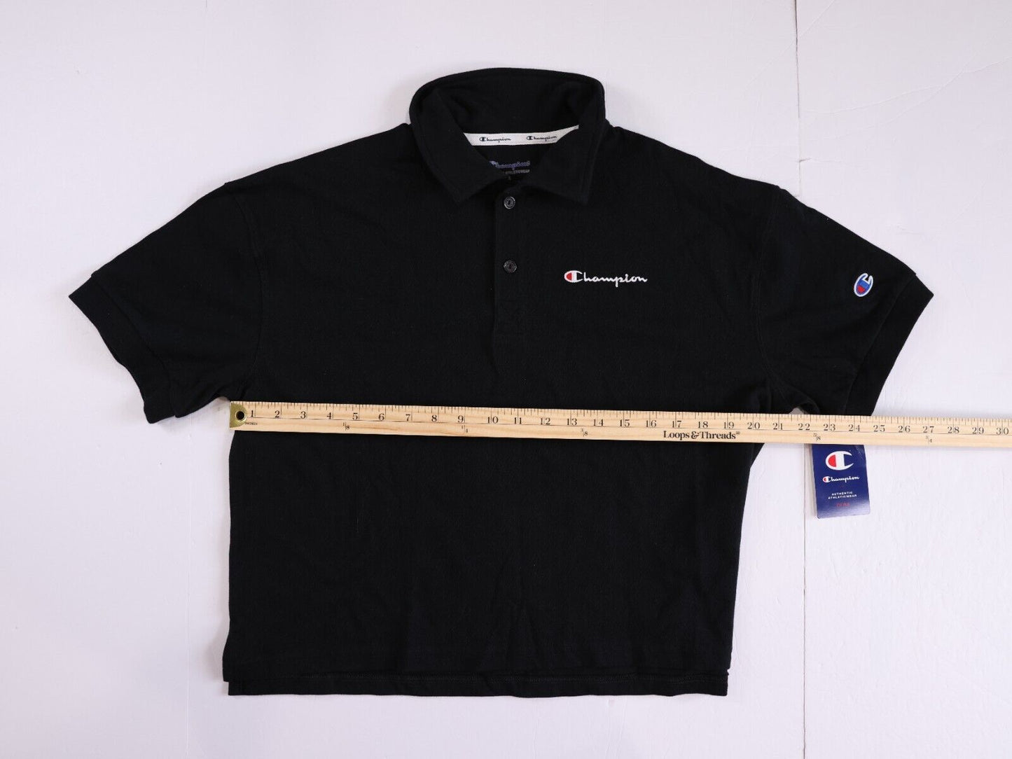 Champion Women's Mid-Weight Jersey Polo Top Black Size Medium