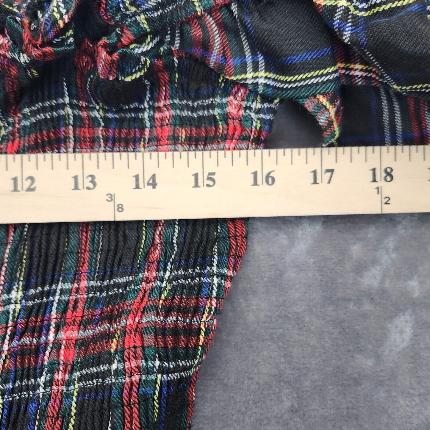 New York & Company Womens Ruffle Sleeve Tartan Smocked Dress sz Large