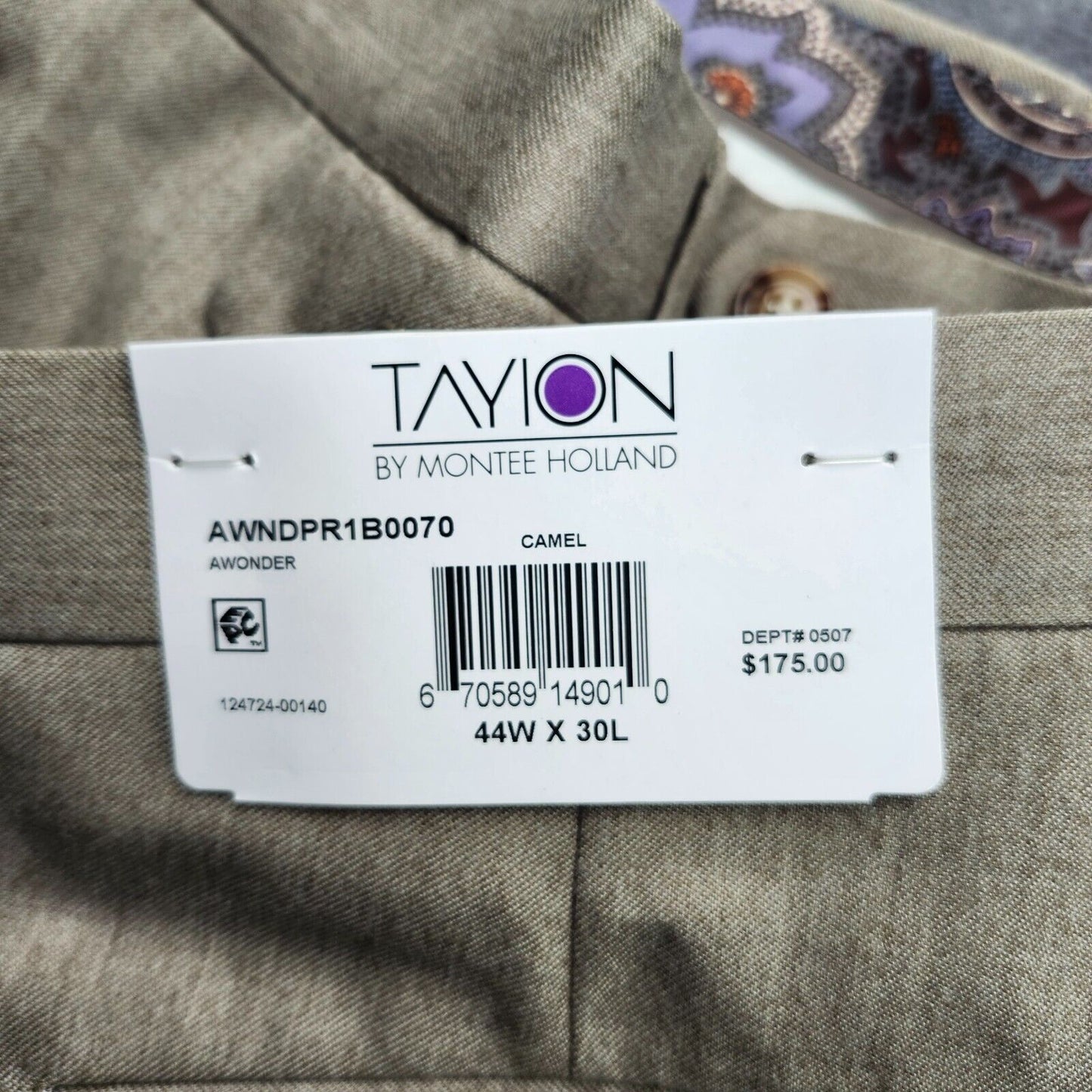 Tayion By Montee Holland Mens Classic-Fit Wool-Blend Dress Pants 44W x 30L