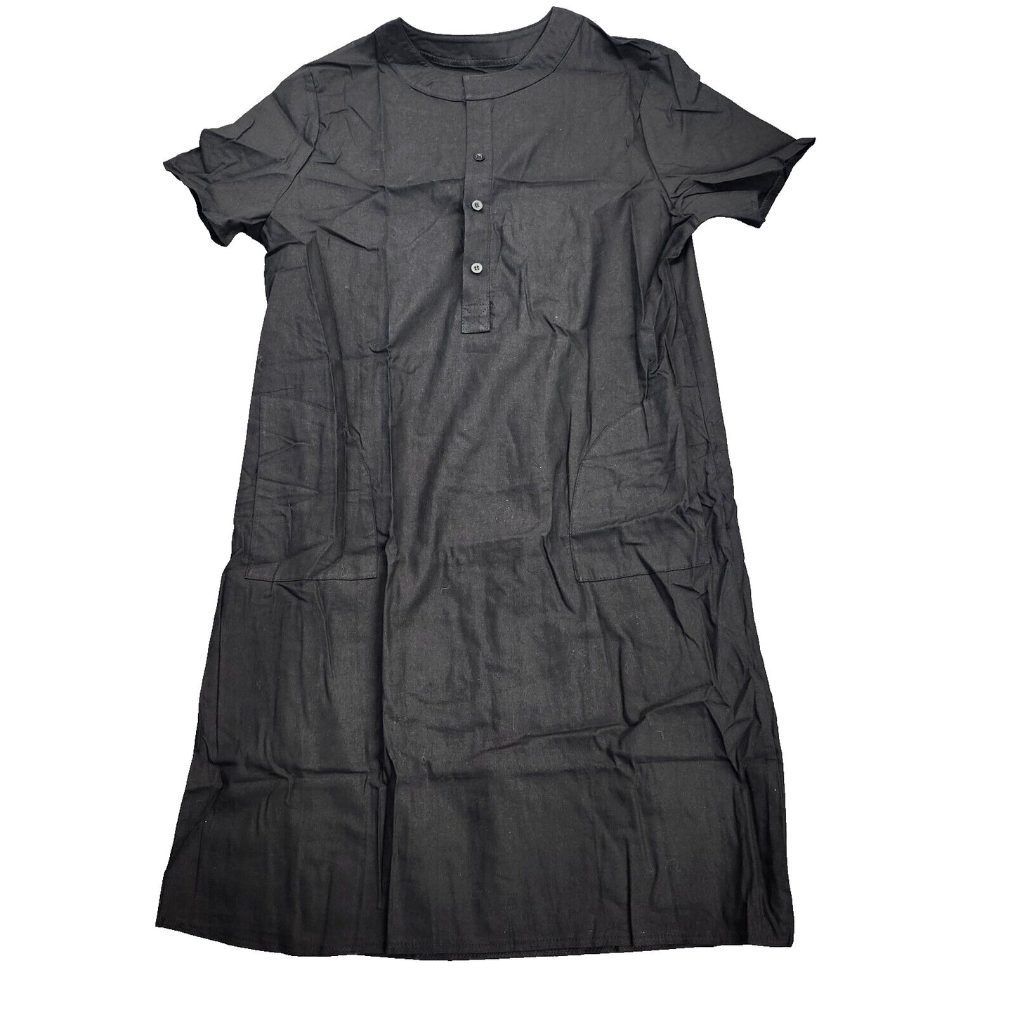 Women All-match Round Neck Short Sleeve With Pocket Dress XL