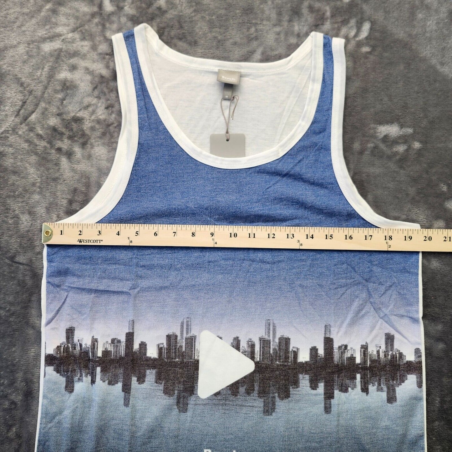 Bench Urban Wear Mens Graphic Tank Top Size Medium White/Blue