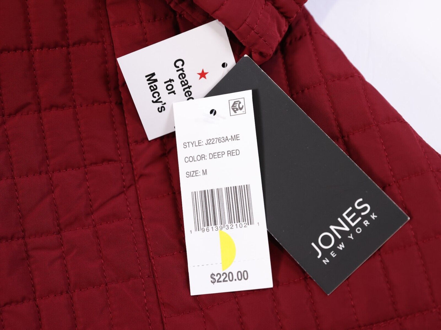 $220 Jones New York Womens Trench Code Quilted Buttoned Deep Red Size M