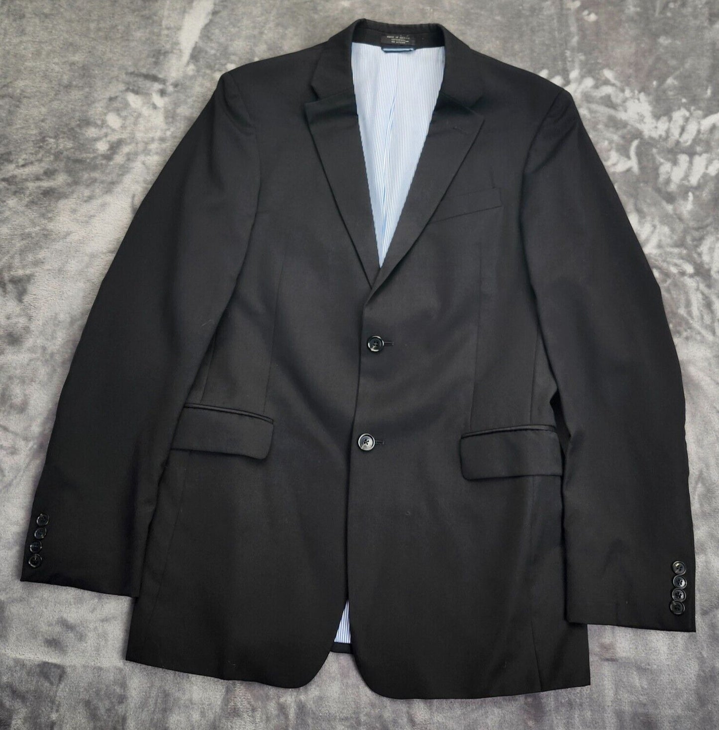NWT Tommy Hilfiger Black Wool Suit Set Jacket Notch Lapel 38 Long, Pants 32