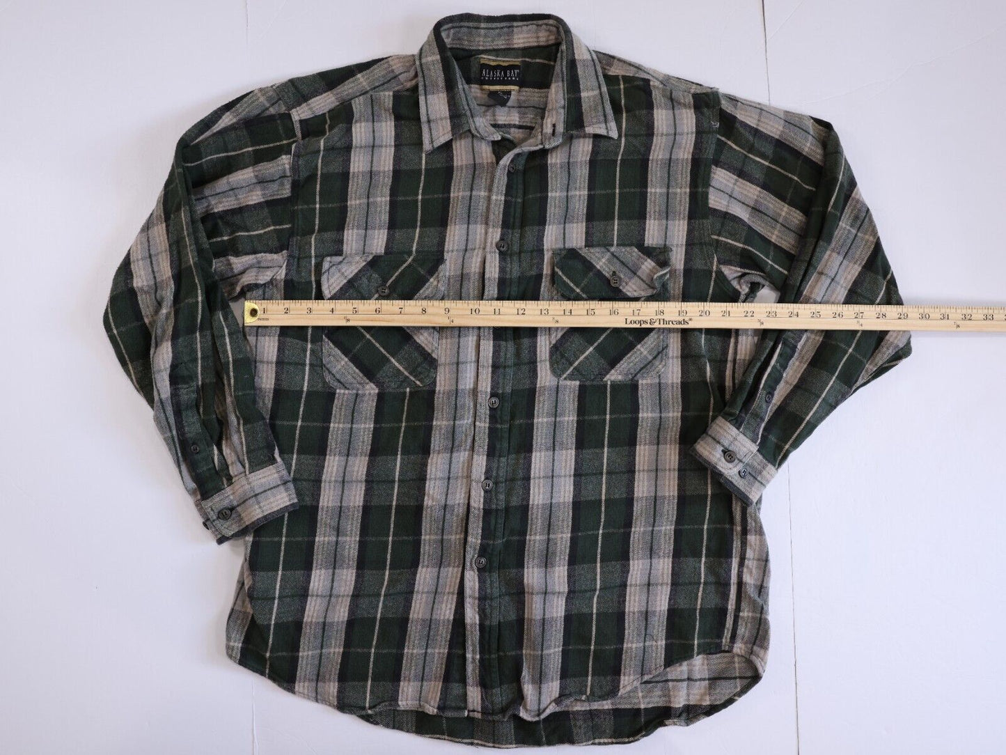 ALASKA BAY OUTFITTERS LS PLAID FLANNEL BUTTON UP SHIRT SZ XL (Vintage)