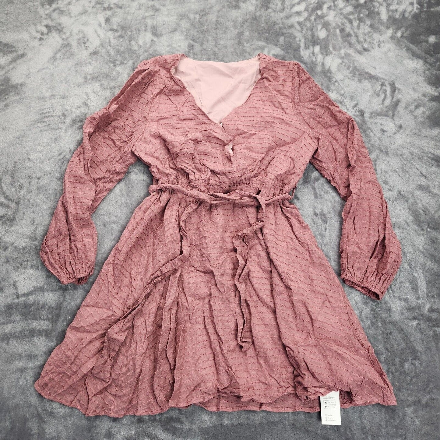 CUPSHE Women's Rose Surplice Blouson Sleeve Mini Beach Dress Size Medium