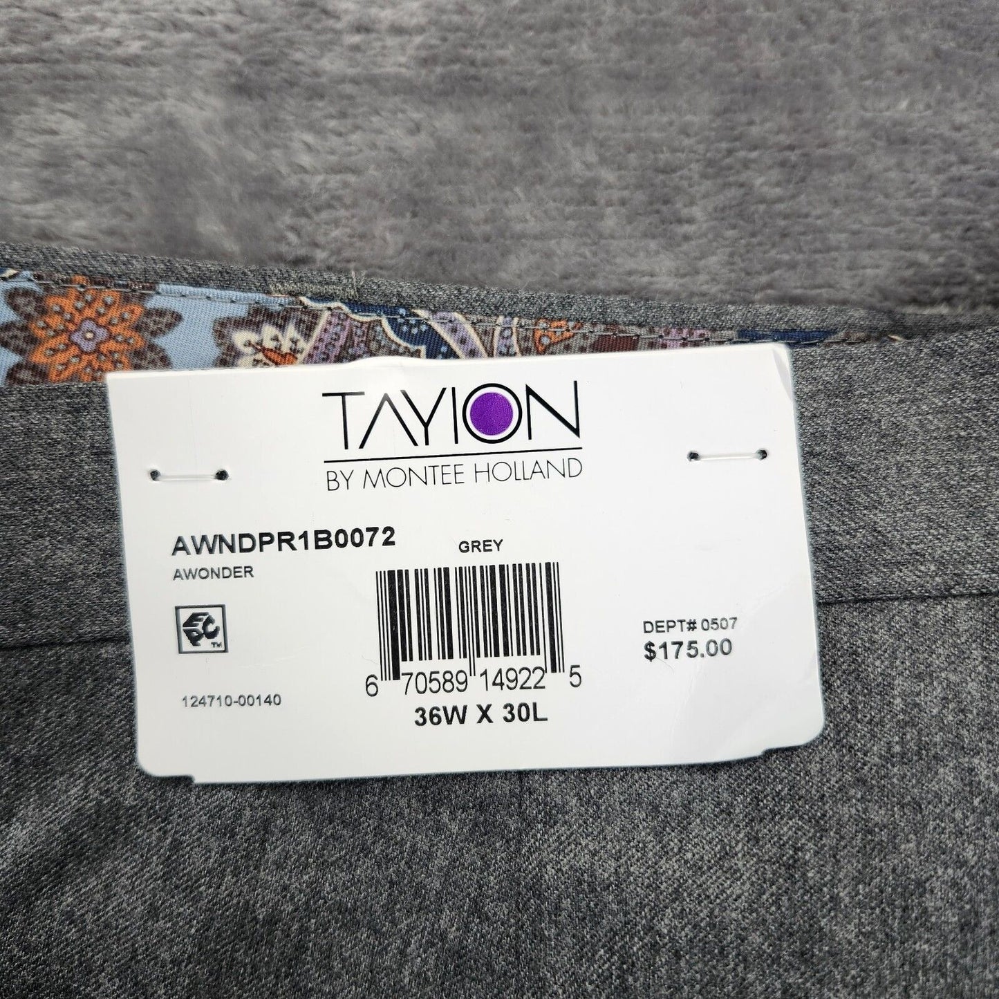 Tayion By Montee Holland Mens Classic-Fit Wool-Blend Dress Pants 36W x 30L Grey
