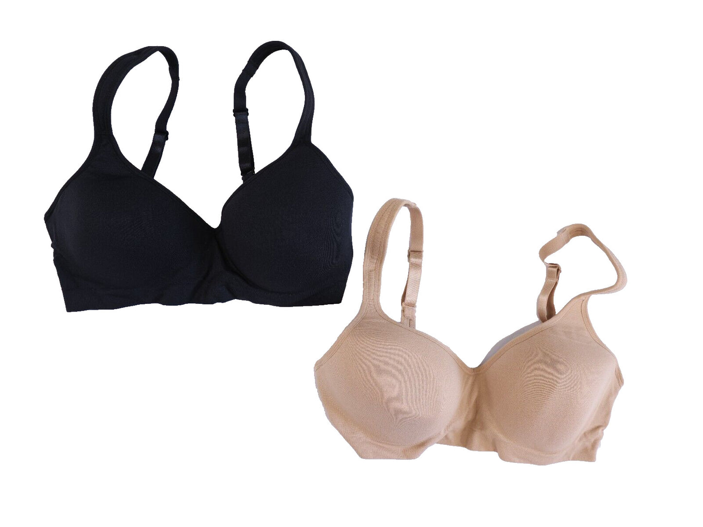 Carole Hochman Women's Wirefree Sealmless Comfort Bra, 2-Pack, Black/Taupe, Med