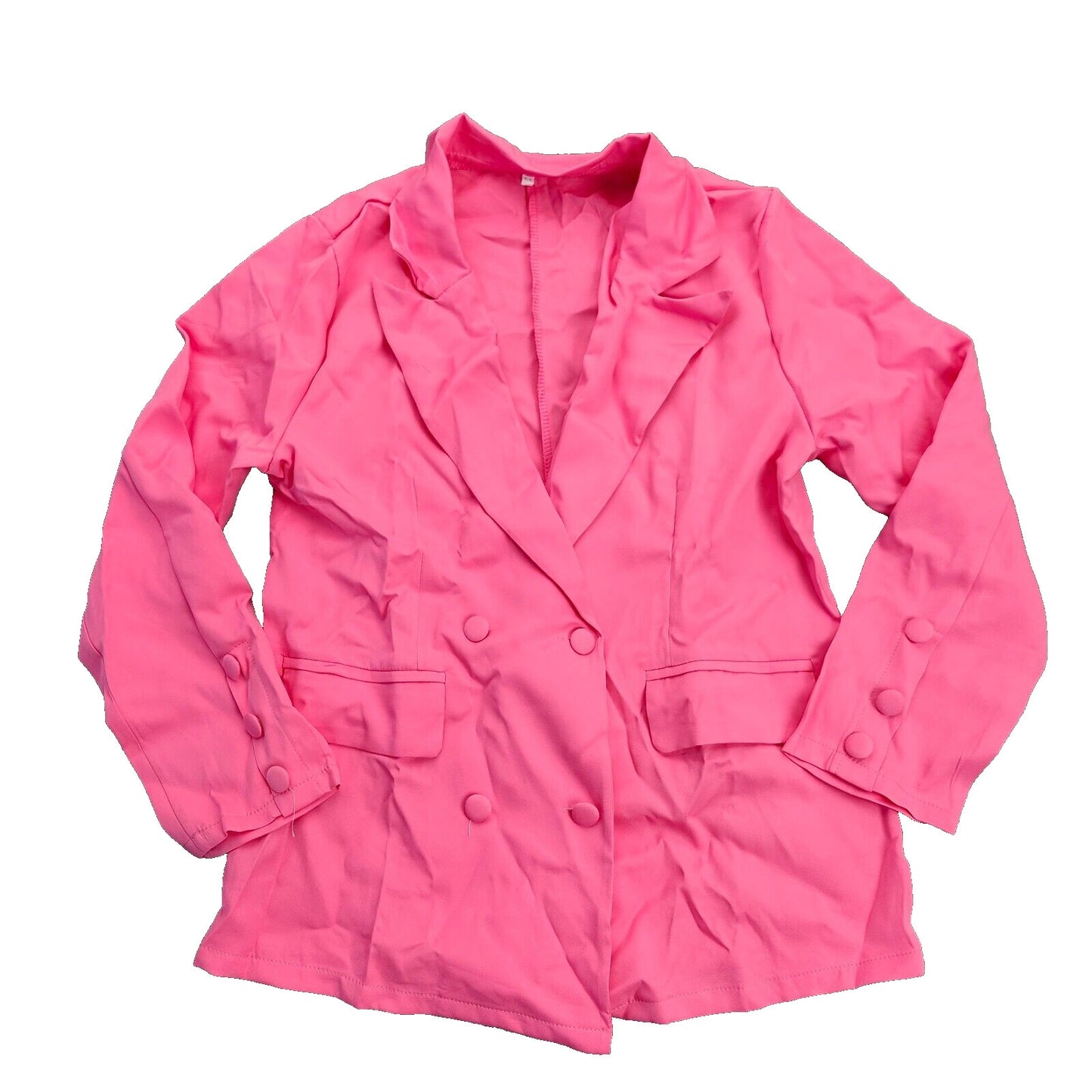 Womens Long Sleeve Double Breasted Coat Blazer Jacket Womens Summer Hot Pink M