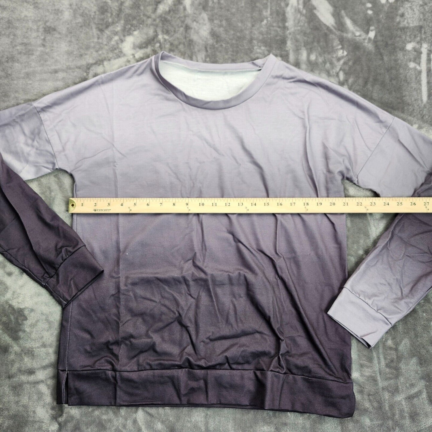 Womens Slim Fit Long Sleeve Purple Ombre Sweater XL