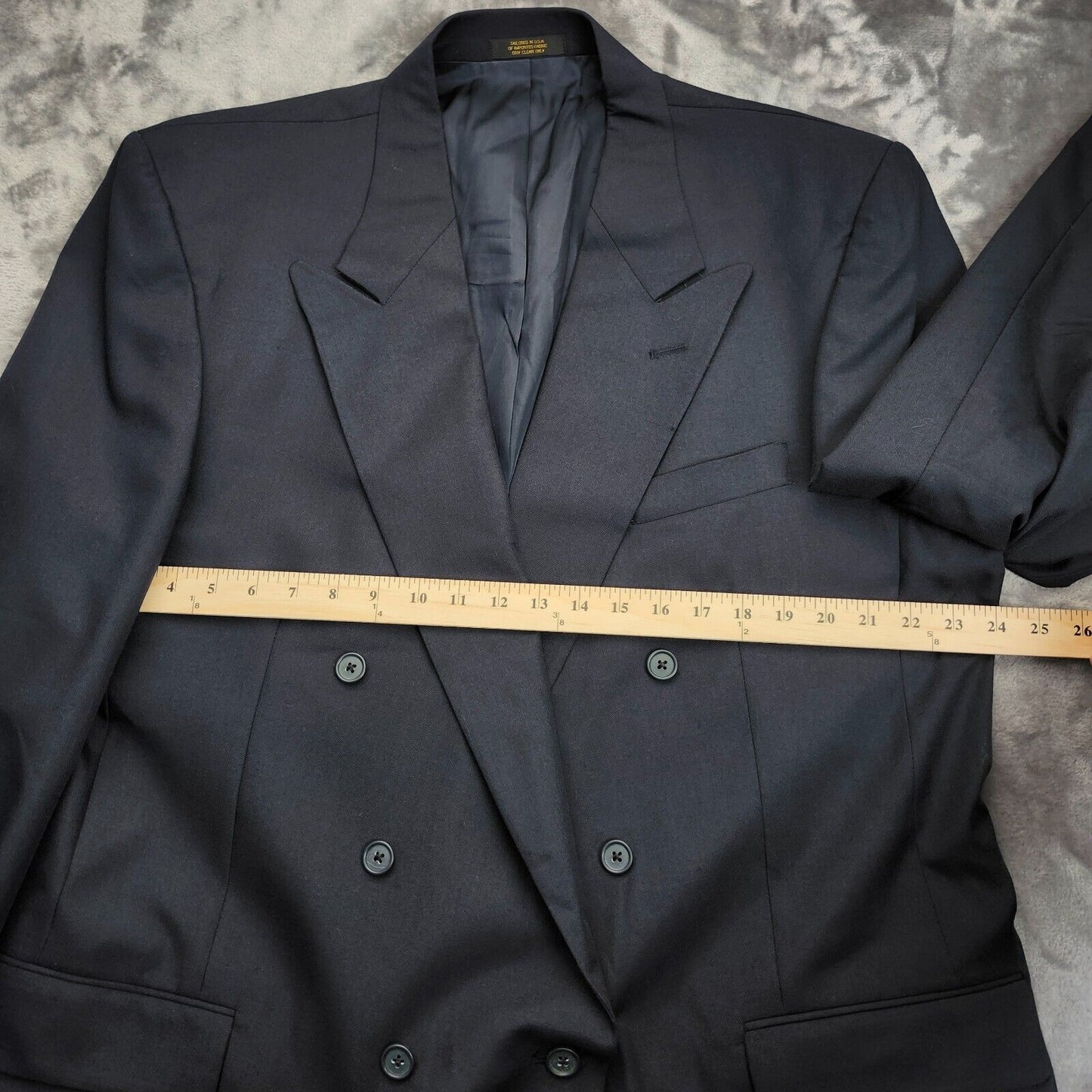 NWT Hardwick Clothes Men's Suit Jacket Black 46 Long Peak Lapel Double Breasted