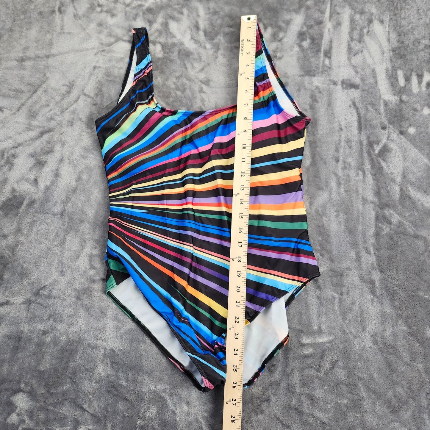 Plus Size One Piece Padded Swimsuit Womens Swimming Multicolor stripe 3XL