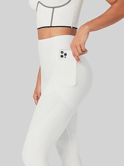 Fanka Body Sculpt Double Coverage Leggings Compression with Pockets SM White