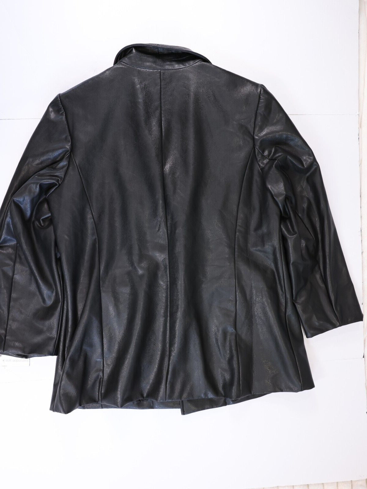 Bar 3 Womens Suit Seperates Black Leather Jacket Blazer Size 2X