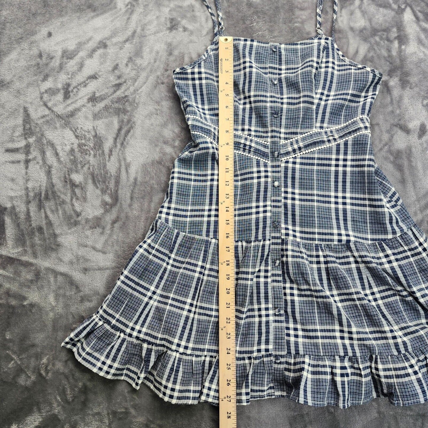 bacio womens plaid Summer dress Medium Gray