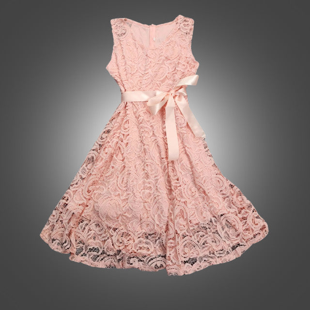 Women Summer Dress Sleeveless Formal Wedding Bridesmaid Lace Pink Size 2XL