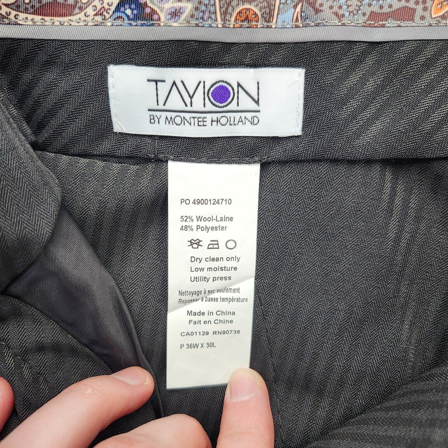 Tayion By Montee Holland Mens Classic-Fit Wool-Blend Dress Pants 36W x 30L Grey