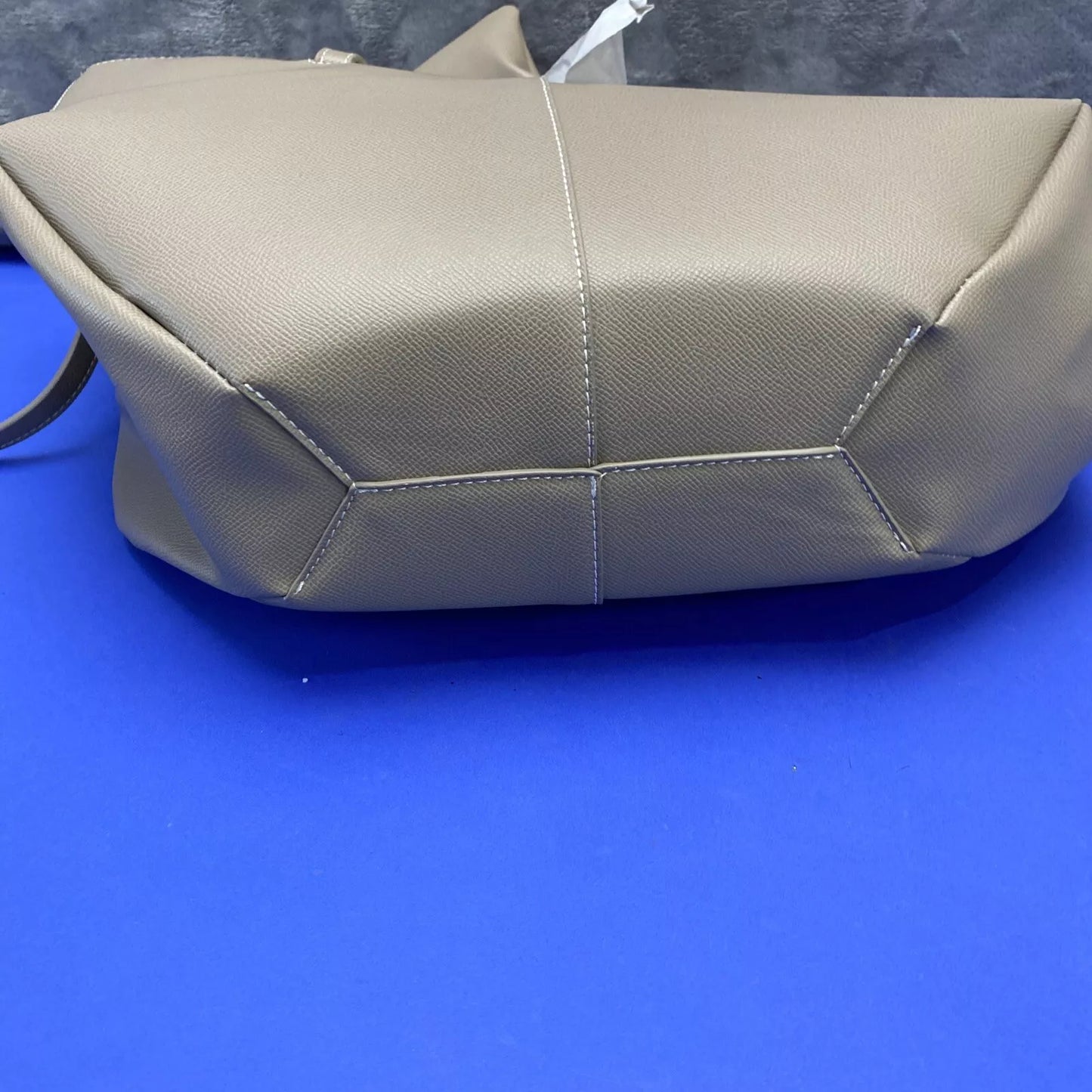 Polene Cyme Mini Textured Leather Shoulder Bag Purse Tote Taupe w wristlet pouch