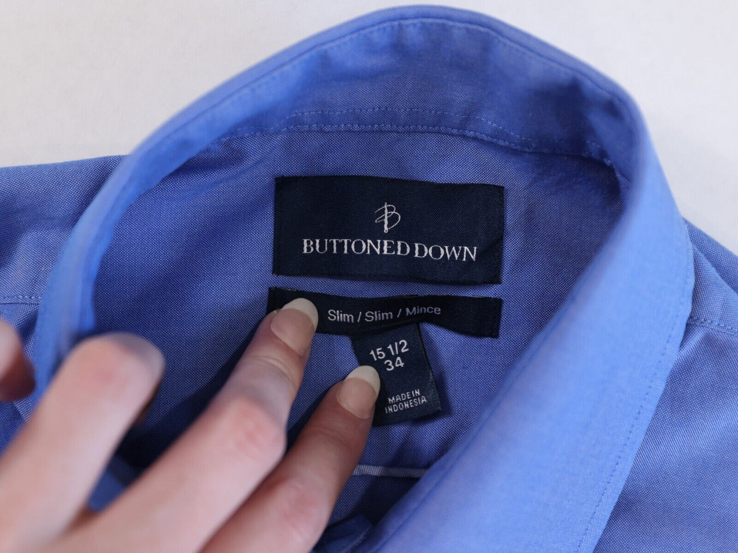 Button Down Slim Fit Dress Shirt Blue 15.5 34