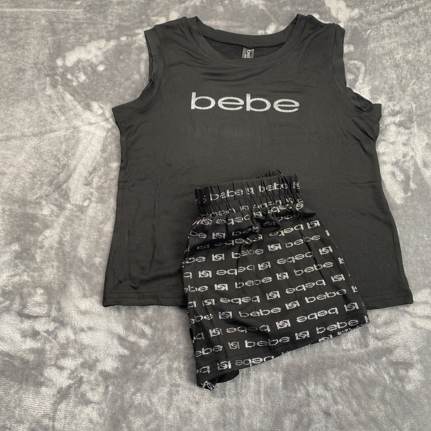 bebe Womens Pajama Sets Tank Top Shirt and Shorts Sleepwear Black Size 2XL