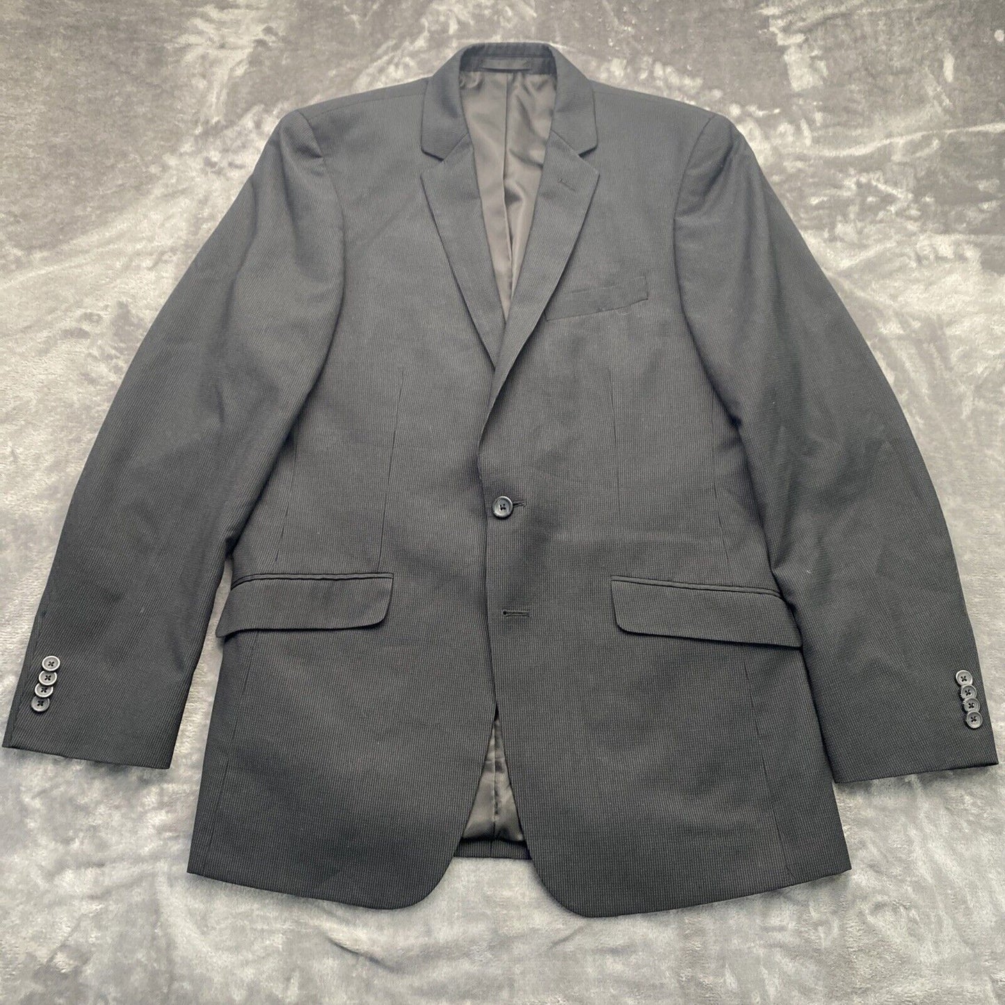 Kenneth Cole Reaction Mens Blazer Sport Coat Black Stripped Size 40L