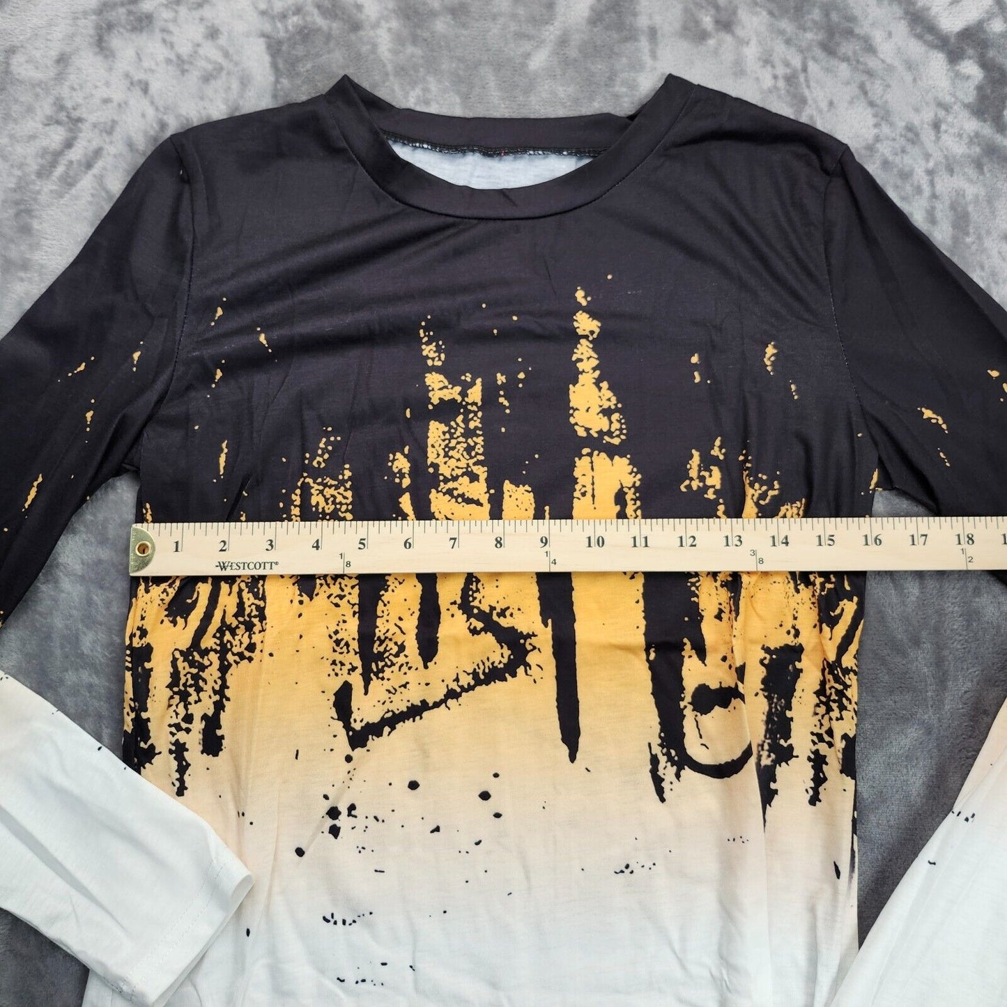Mens Long Sleeve Compression Shirt Crew Neck Tie Dye White Yellow Small