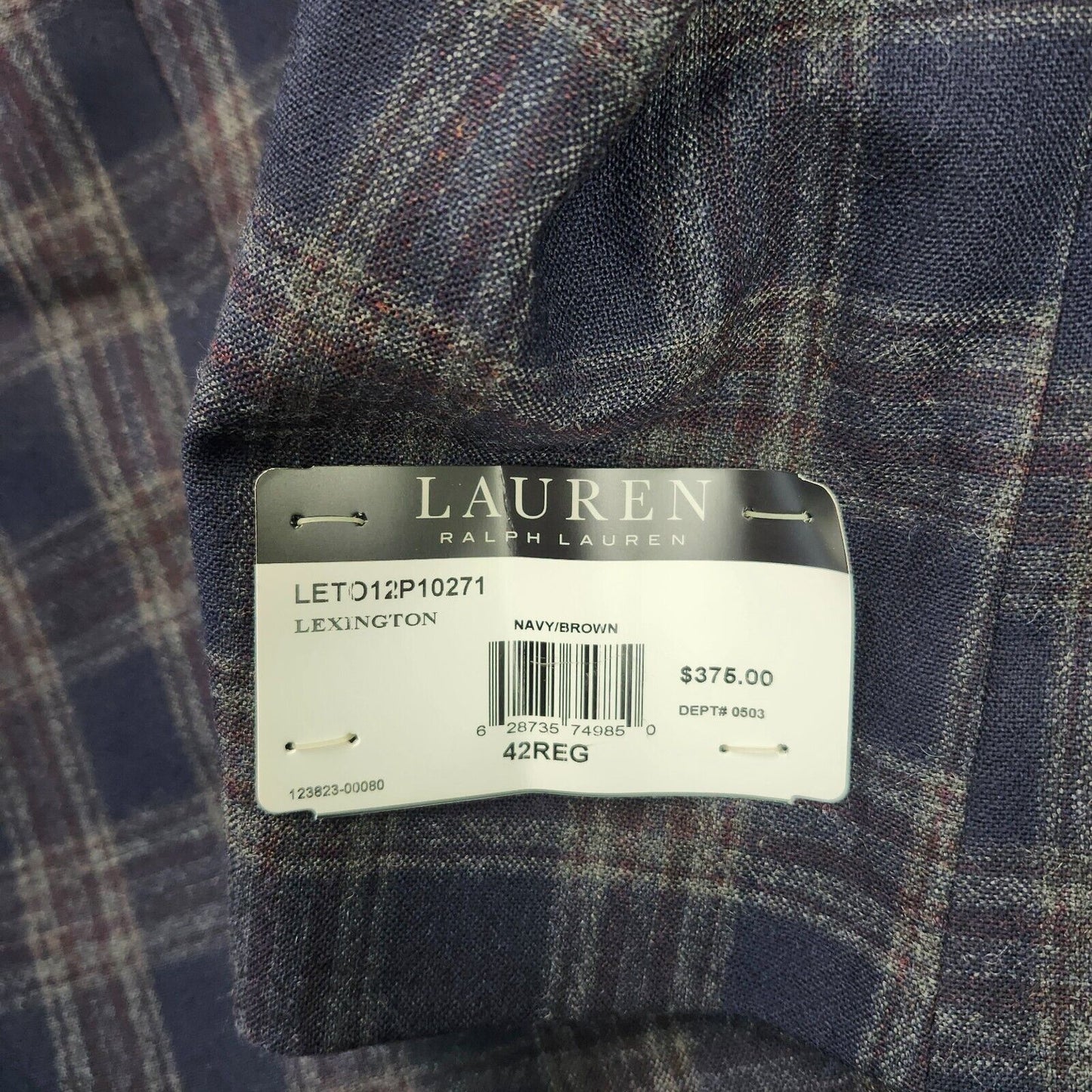Lauren Ralph Lauren Polyester Blue Plaid Suit Jacket Blazer 42R NWT