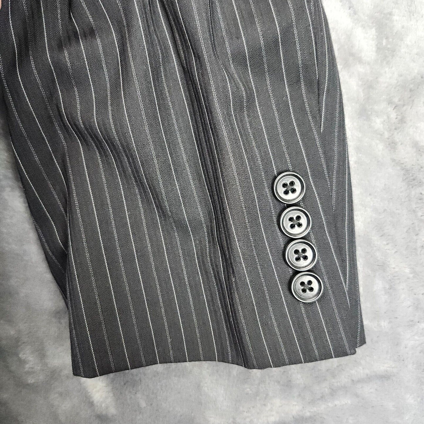 Calvin Klein Men's Suit Jacket Black Striped Blazer 40 Regular Notch Lapel