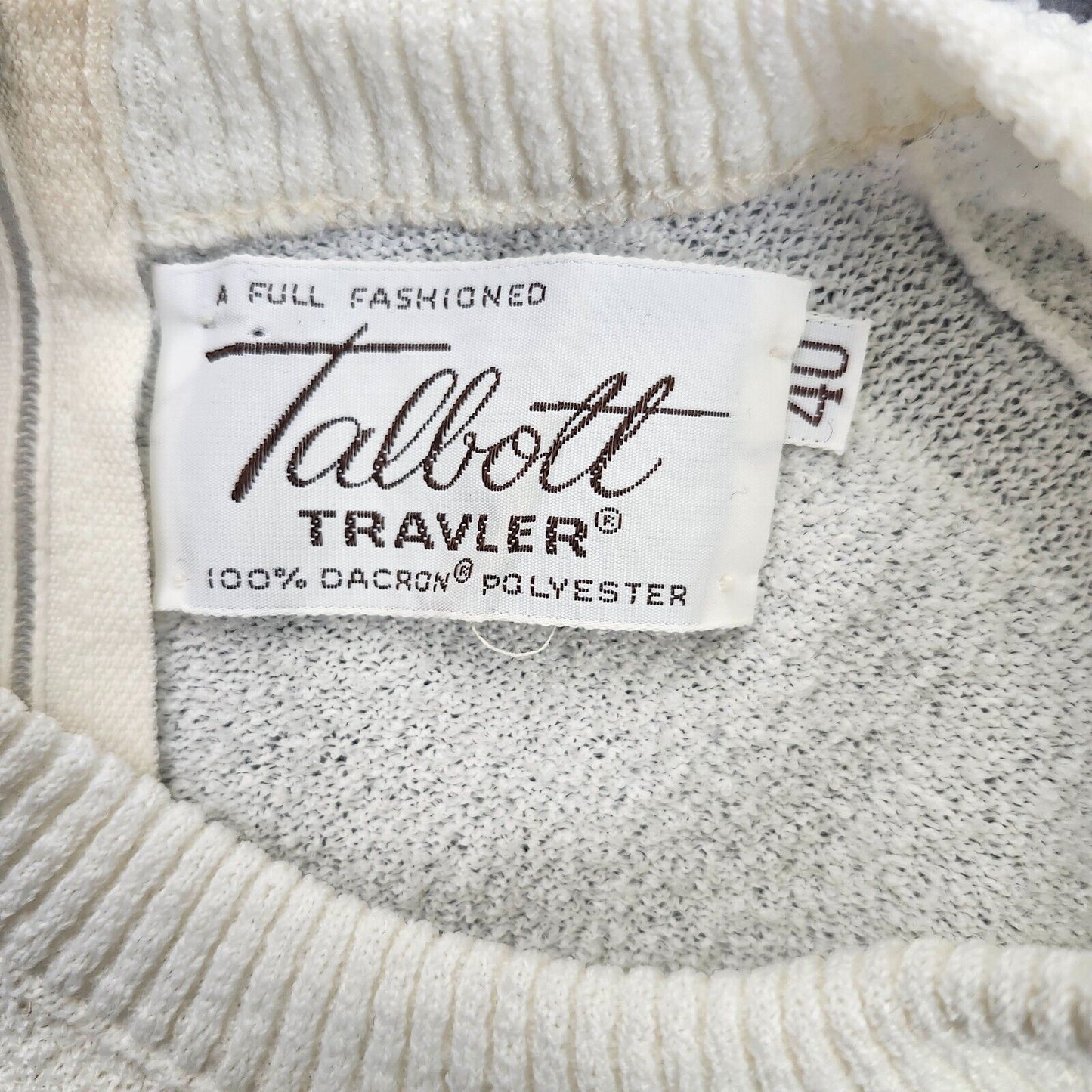 Talbots Vintage Women's Size 40 short sleeve White Sweater Zipper Back