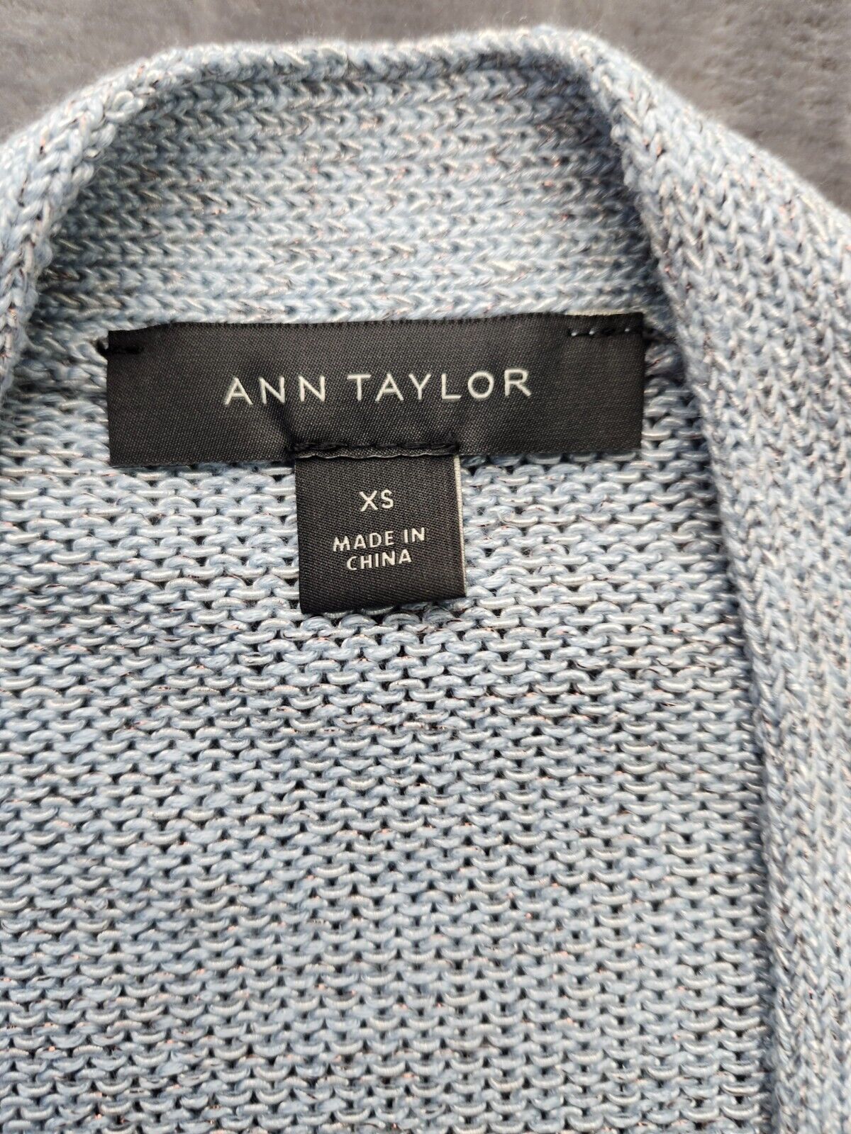 Ann Taylor Linen Blend Open Cardigan Light Blue Size XS Colorful Coastal Casual