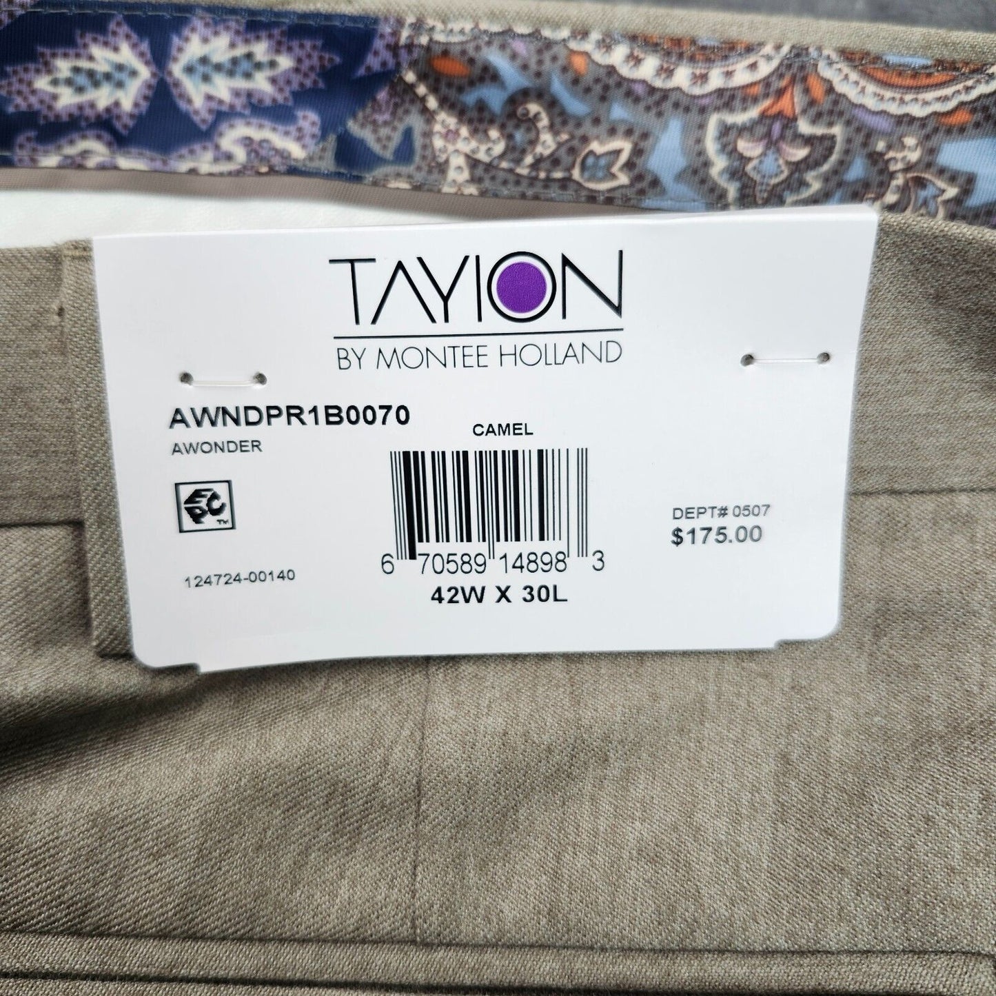 Tayion By Montee Holland Mens Classic-Fit Wool-Blend Dress Pants 42W x 30L