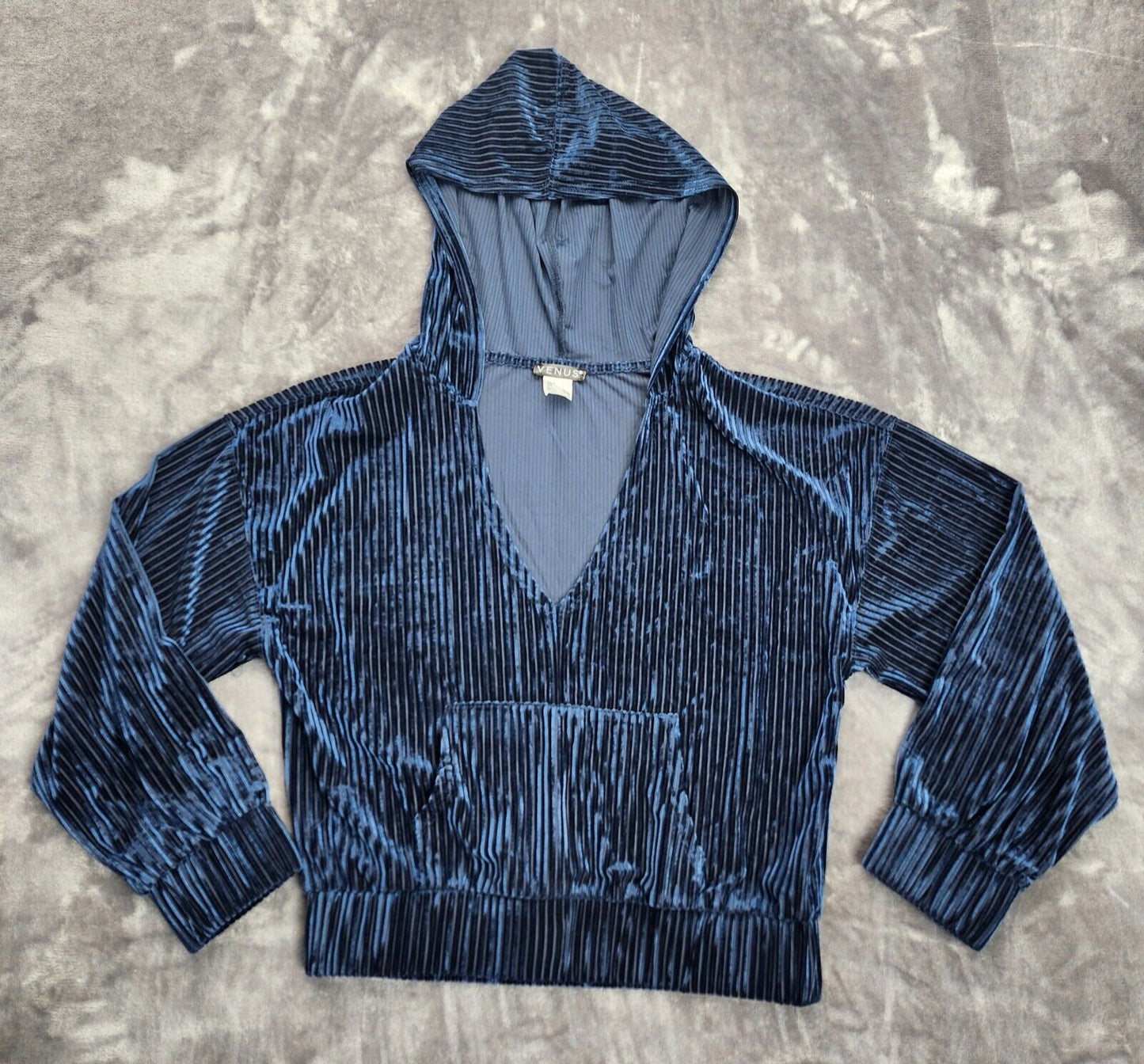 Venus Women's Long Sleeve Velvet Stretch Casual Jump suit Blue M