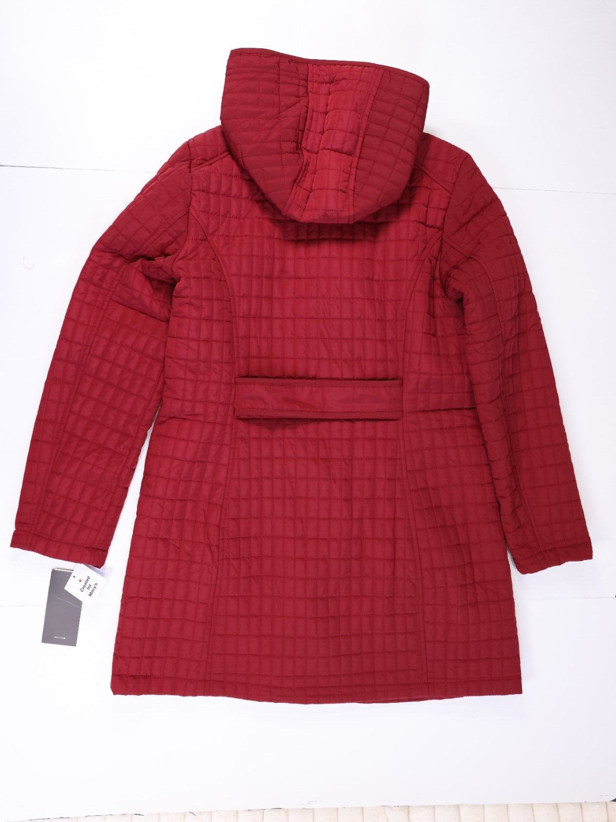 $220 Jones New York Womens Trench Code Quilted Buttoned Deep Red Size M