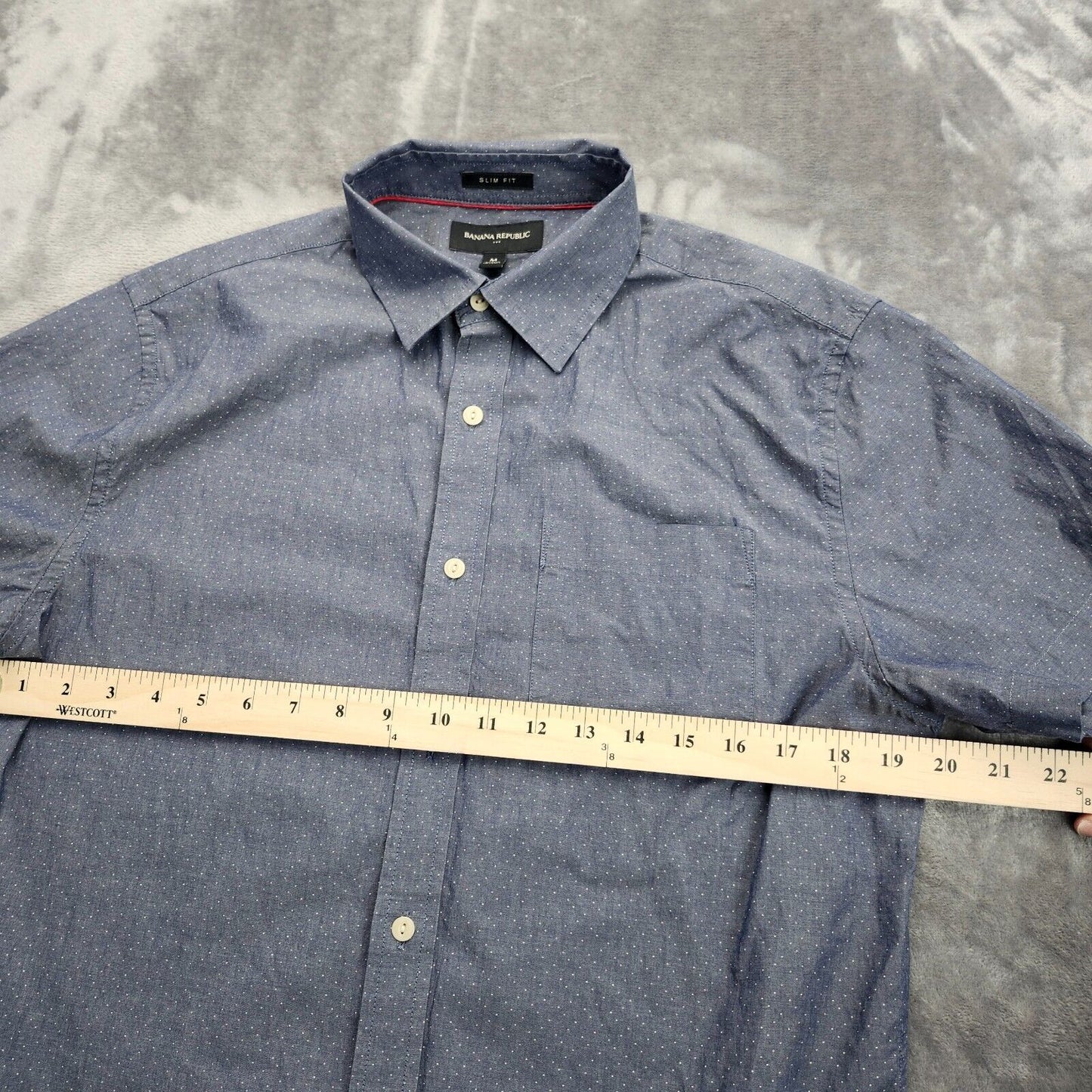 Banana Republic Short Sleeve Slim Fit Cotton Solid Casual Button-Down Shirt Med