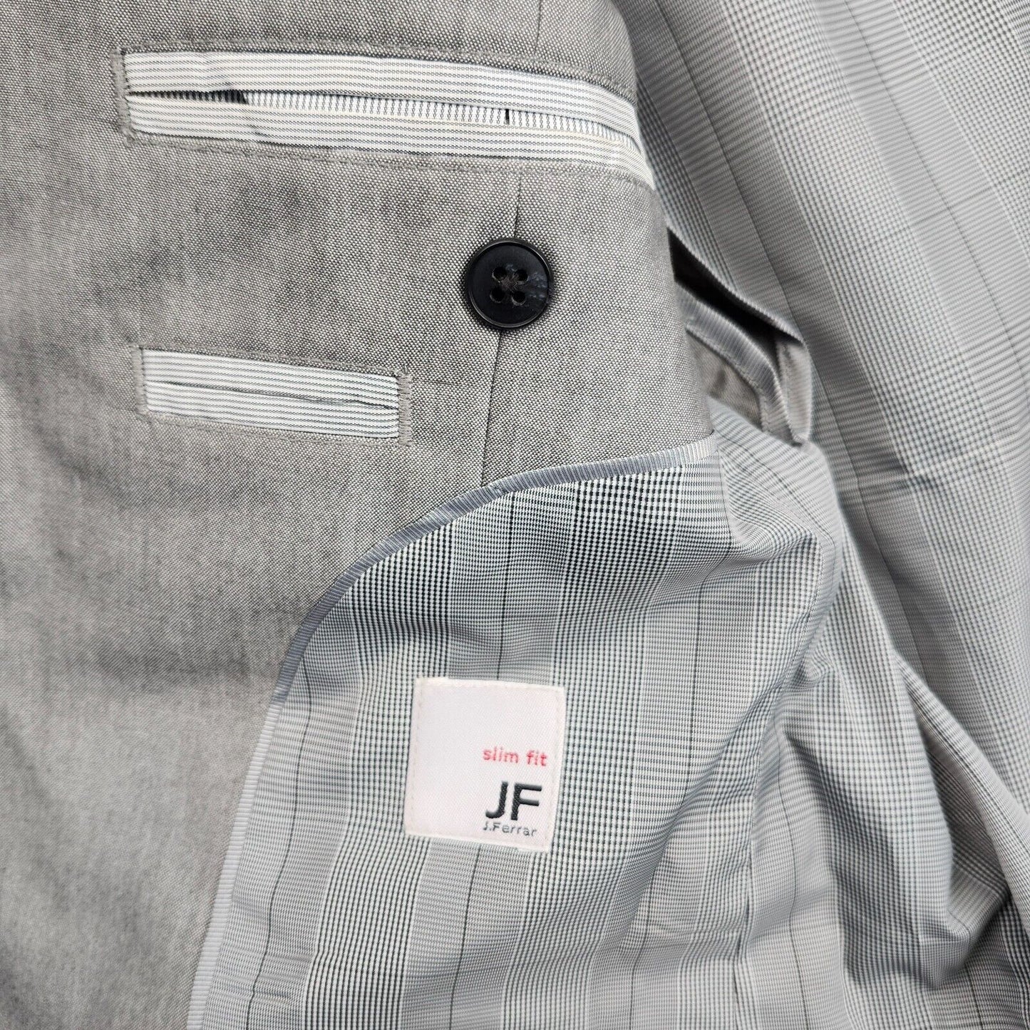 JF J. Ferrar Mens Suit 2 Button Jacket Grey Blazer 2 Bu Slim Fit 38 Regular