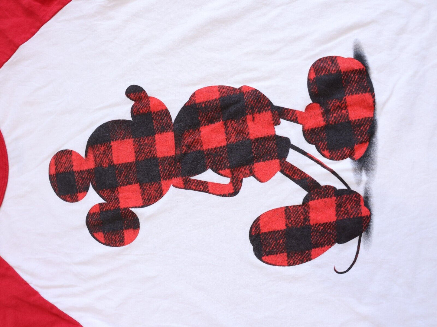 Disney Mickey Mouse Plaid Long Sleeve T Shirt for Women Size S