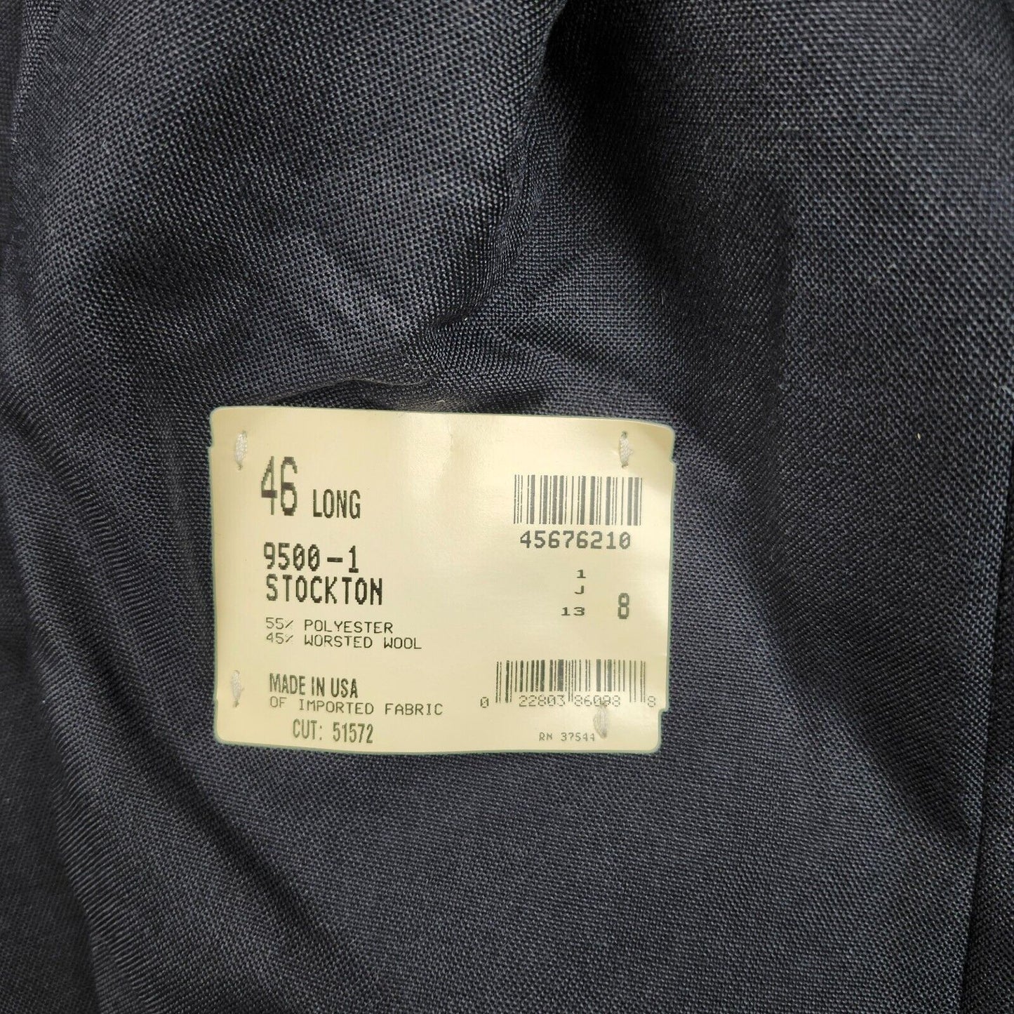 NWT Hardwick Clothes Men's Suit Jacket Black 46 Long Peak Lapel Double Breasted