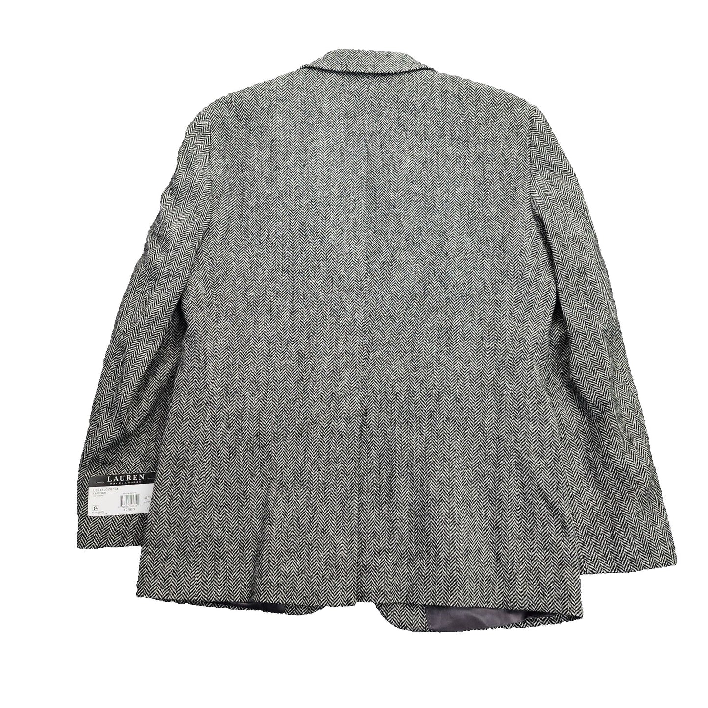 Lauren Ralph Lauren Classic-Fit Wool Suit Jacket Black/White Herringbone 40R NWT