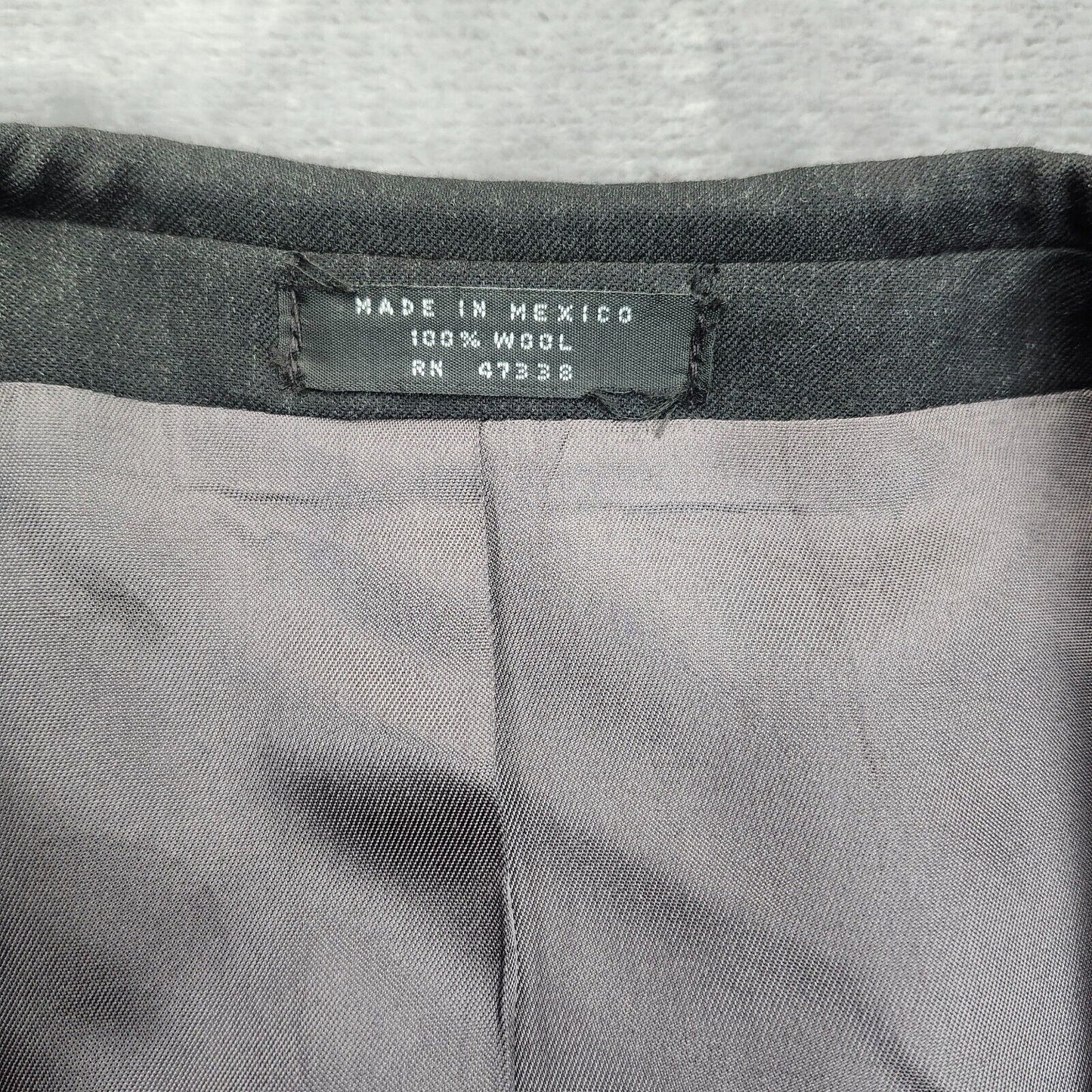 Men's Black 100% Wool Suit Set Jacket 48L Pants 36x32