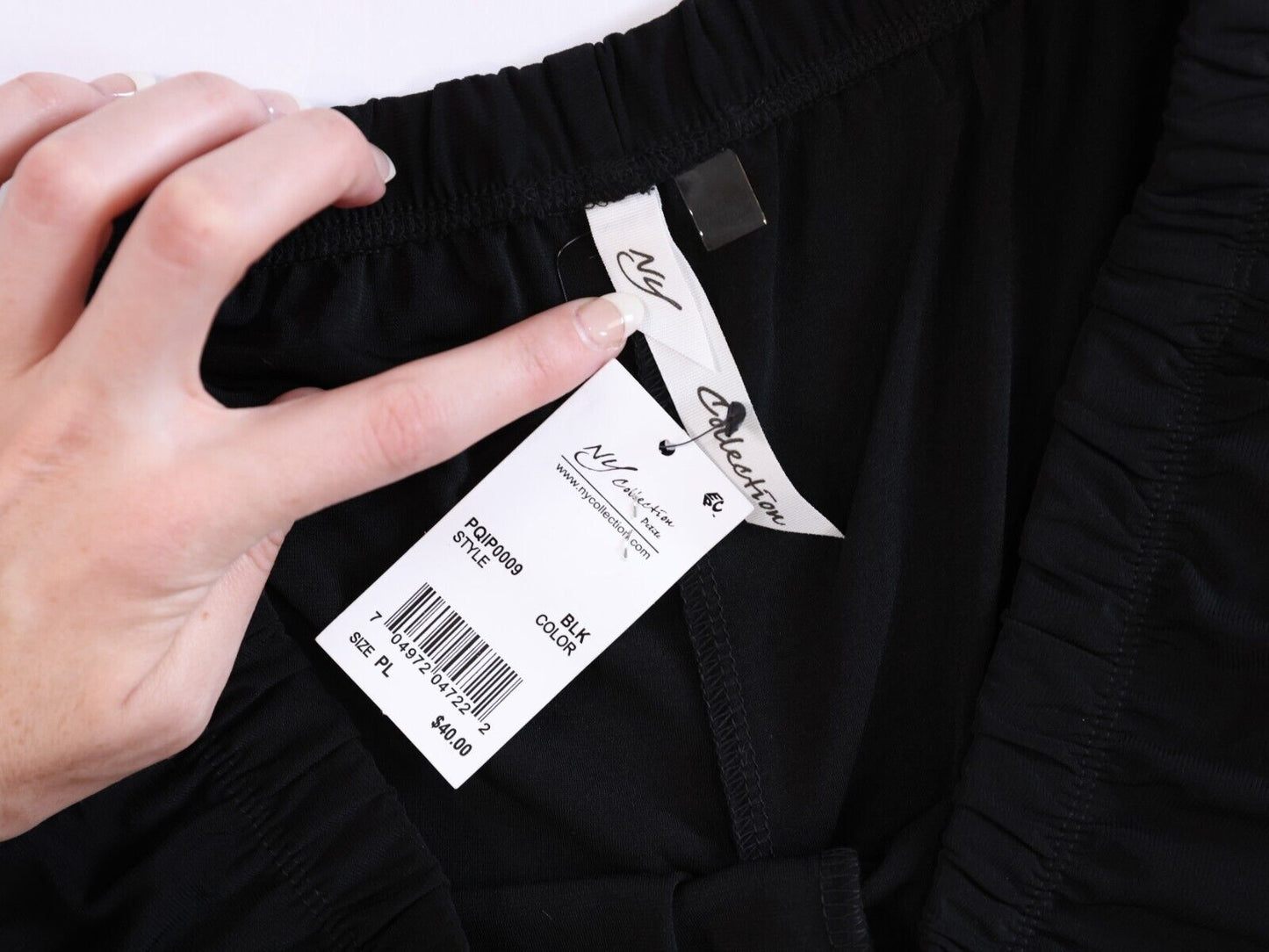 NY Collection Womens Matte Jersey Wide Leg Pants Petites Size PL, Black