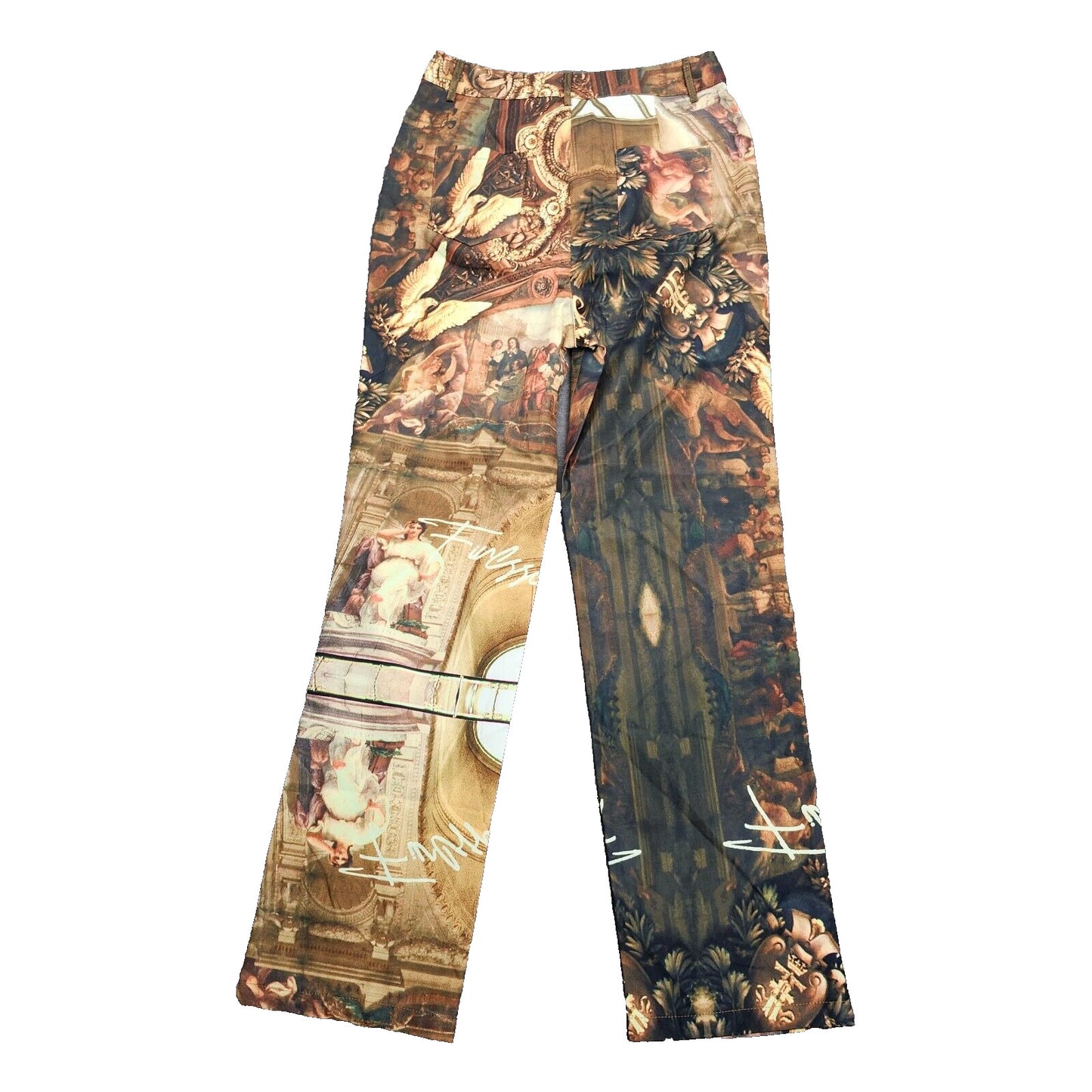 NWoT Finesse High-Waisted Straight Leg Sistine Chapel Renaissance Art Print Sz M