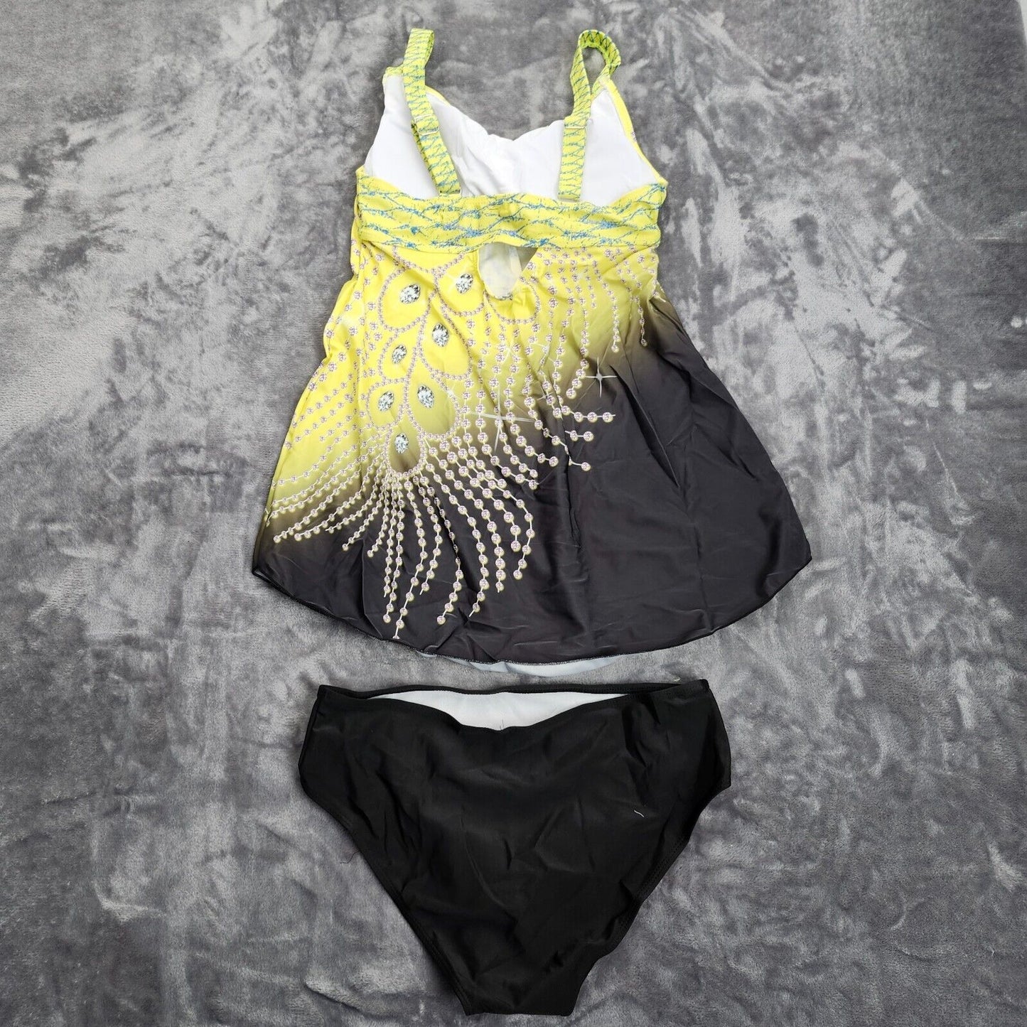 Womens Swimsuit Shorts Backless Two Piece Beach Wear Yellow Medium